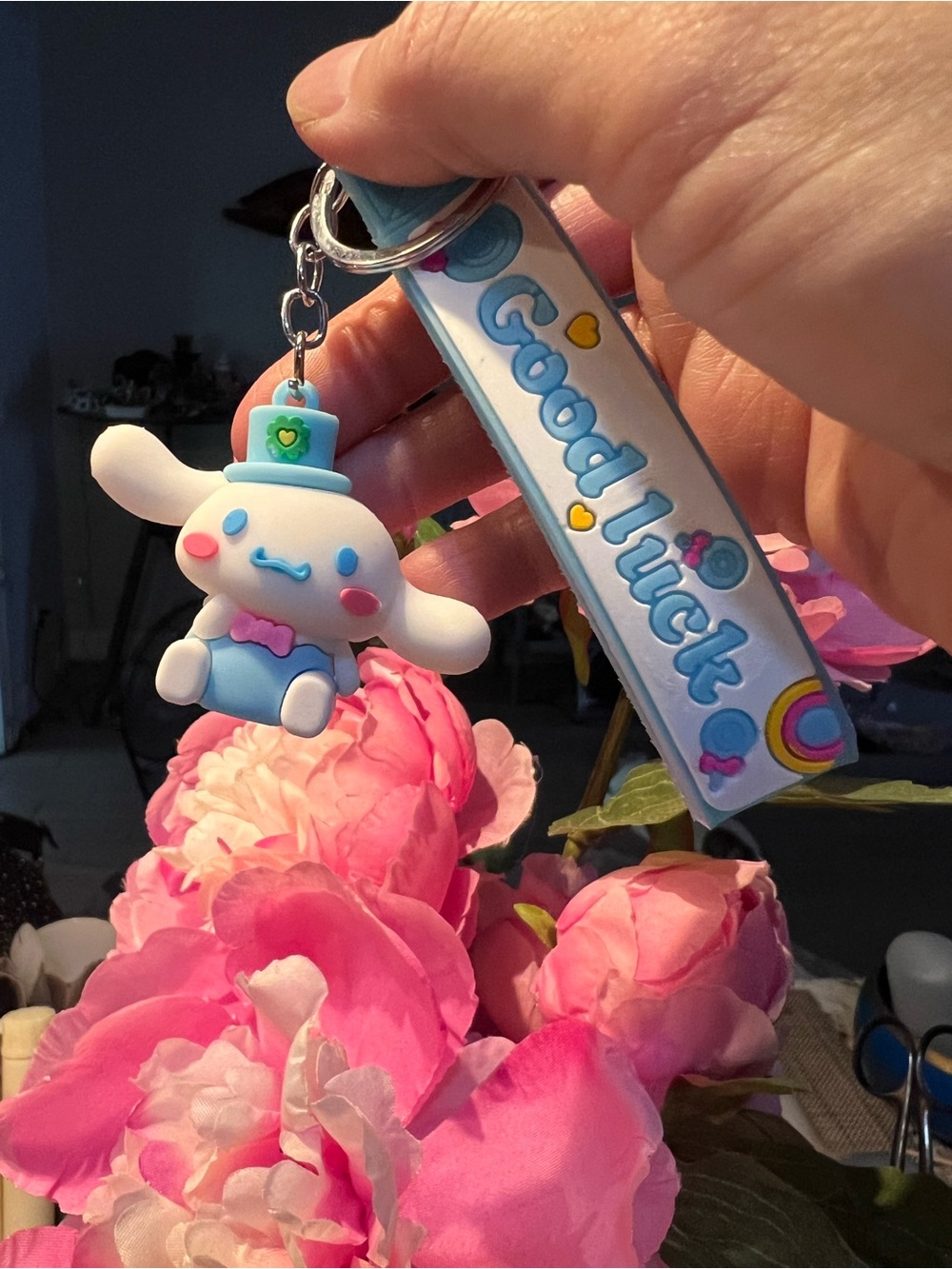 Sanrio Cinnamoroll Blue and Pink Good Luck Keychain NEW!
